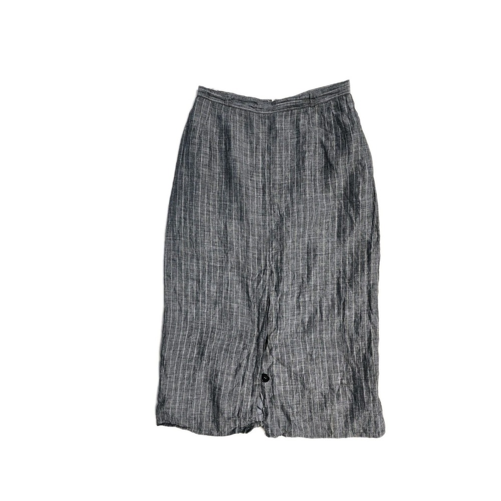 Vintage Pims Made In Italy Midi Skirt Small  Gray Striped 70'